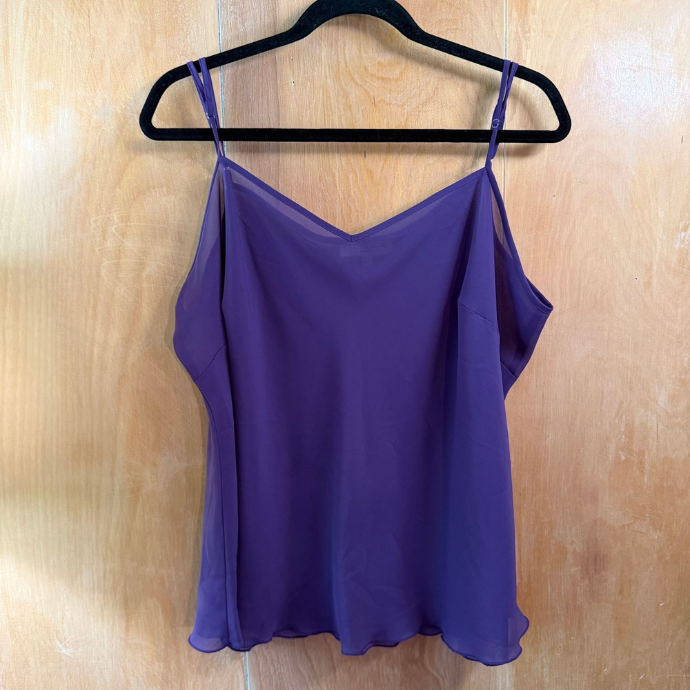 Notations Woman Purple Chiffon Camisole Double Layer V-Neck Tank Top 2X WCPW0012